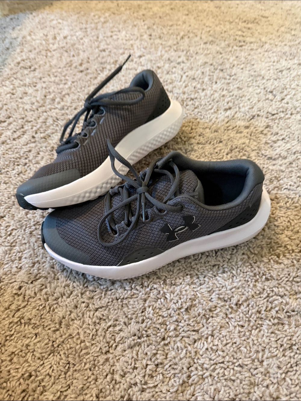 Under Armour Dark Gray Mesh Running Sneakers with White Sole